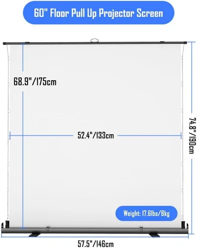 Vista 2 de Pantalla de proyección móvil 4K 3D, 60 pulgadas, 72 pulgadas, 80 pulgadas, 92 pulgadas, ultra HD, pantalla de cine manual para cine en casa, cine