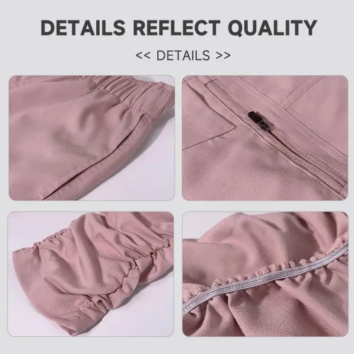 Vista 4 de niaahinn Conjunto de uniforme médico para mujer camiseta médica clásica con cuello en V y bolsillo y pantalones quirúrgicos