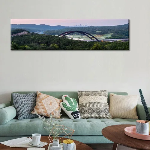 Vista 4 de TUMOVO Austin Skyline - Arte de pared con vista panorámica de la colina de Texas Hill Country impresiones sobre lienzo, 5 piezas de pinturas