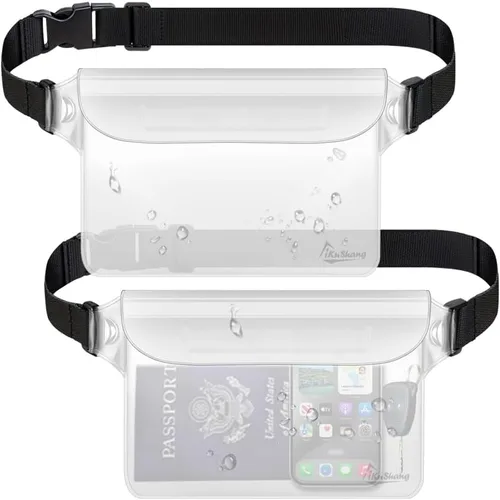 Vista 7 de Riñonera impermeable, bolsa seca para teléfono para playa, natación, kayak Negro+Negro
