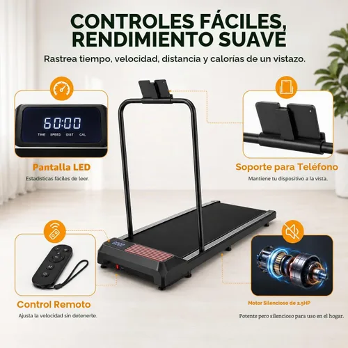 Vista 7 de Gkyet Walking Pad Treadmill with Handle Bar, 8% Incline Under Desk Treadmill 2.5HP Quiet Motor, 265 lb Capacity, 0.6-4 MPH Speed, 15 x 35.4 in