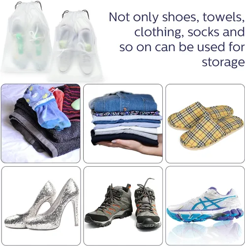 Vista 3 de 50 bolsas transparentes para zapatos de viaje, grandes bolsas transparentes con cordón, bolsa de almacenamiento de zapatos, bolsa organizadora