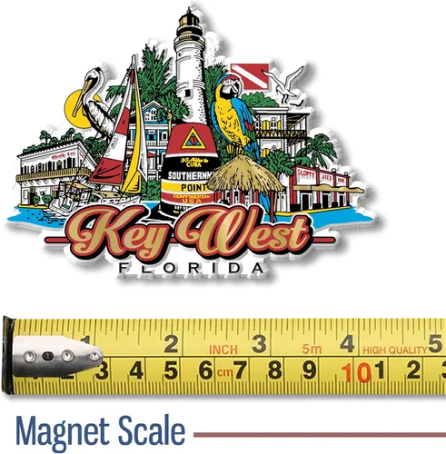 Vista 2 de Imán de Key West, Florida City por Classic Magnets, recuerdos coleccionables de goma 3D estilo vintage y regalos fabricados en los Estados Unidos