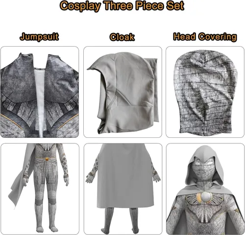Vista 4 de Disfraz de caballero para niños, overol con capucha, disfraz de Halloween y cosplay