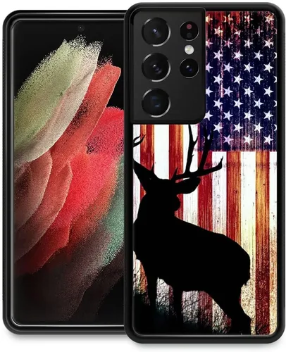 Vista 31 de Funda compatible con Samsung Galaxy S21 Ultra, funda protectora de madera con bandera estadounidense antideslizante y a prueba de golpes