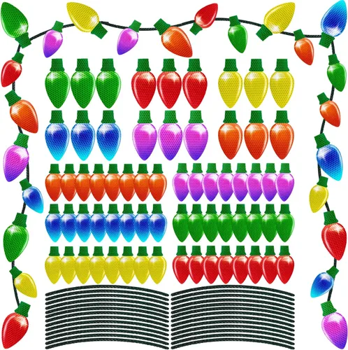 Vista 17 de 43 piezas de decoraciones navideñas para auto y refrigerador: set de accesorios con imanes reflectantes en forma de bombilla y gnomo, decoración