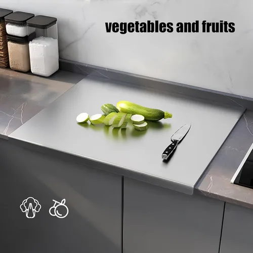 Vista 7 de Tabla de cortar extragrande de acero inoxidable con borde – Tabla de cortar de metal de 16 x 12 pulgadas para encimera de cocina, tabla