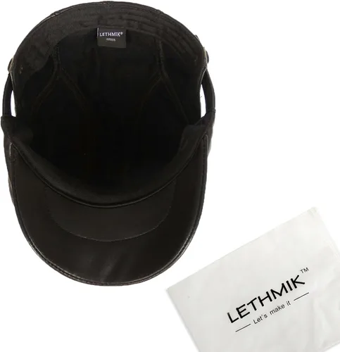 Vista 7 de LETHMIK Sombrero Plano de taxista en Piel Auténtica clásico Newsboy Cap Ivy de conducir