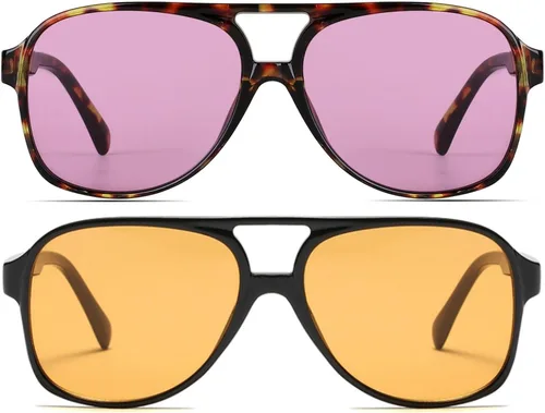 Vista 24 de Freckles Mark Lentes de sol clásicos estilo retro de los años 70 para mujeres y hombres, montura estilo aviador, cuadrada, grande y de moda