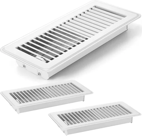 Vista 18 de 4 cubiertas de ventilación de piso de 10'', rejillas de piso de servicio pesado, cubiertas de ventilación de calor de metal con acabado a prueba