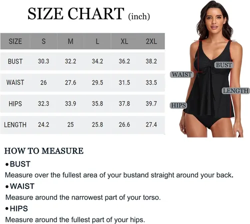 Vista 4 de Smicabe Tankini Swimsuits for Women 2 Piece Modest Blouson Tank Top Bathing Suits with Bikini Bottom