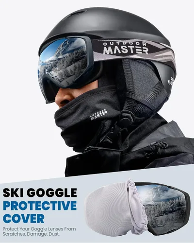 Vista 6 de OutdoorMaster - Gafas de esquí con cubierta, antivaho OTG para nieve/snowboard La cubierta integrada ayuda a proteger la lente, con ajuste OTG
