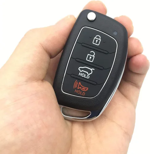 Vista 3 de Funda de repuesto sin cortar para llave remota con 4 botones para Hyundai Sonata Santa Fe Flip Key Control remoto
