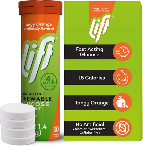 Vista 2 de Lift Comprimidos energéticos masticables de glucosa de acción rápida Naranja Tubo de 10 quilates (paquete de 12)