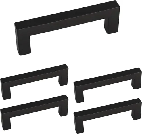 Vista 11 de homdiy Paquete de 1 tirador de gabinete negro mate de 3 pulgadas, manijas de cajón de acero inoxidable, manijas de cajón de acero inoxidable