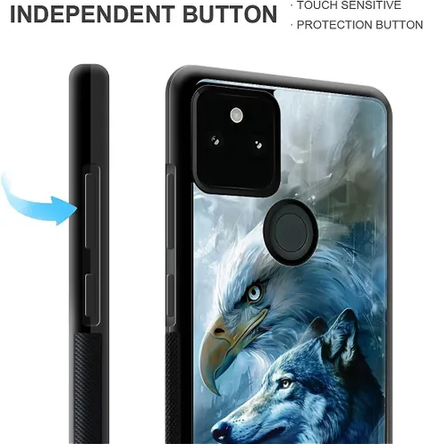 Vista 1256 de Compatible con Google Pixel 4A 5G Mobile Case Creative Acrylic Panel trasero Silicona Protección Grip especialmente diseñado para Google Pixel 4A 5G