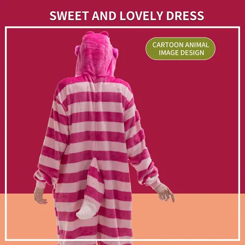 Vista 4 de COSUSKET Snug Fit Unisex Adult Onesie Pajamas Flannel Cosplay Animal One Piece Halloween Costume Sleepwear Homewear