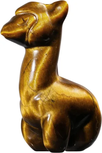 Vista 10 de SUNYIK Estatua de cristal de alpaca tallada, escultura de piedra pulida, delicada figura de animal, decoración para ventana de oficina en casa
