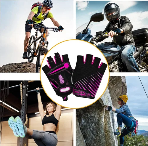 Vista 5 de MOREOK Guantes de ciclismo para hombresmujeres-almohadilla de gel de 0.197 in guantes de ciclismo de medio dedo bicicleta de carretera MTB guantes