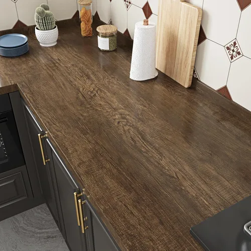 Vista 12 de Papel tapiz autoadhesivo de textura de madera rústica de vinilo marrón, impermeable, para encimera, cocina, gabinetes, envolturas, de 12 x 80
