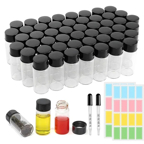 Vista 8 de Paquete de 20 Frascos de Vidrio Transparente de 0.135 fl oz con Tapas de Rosca, Frascos Pequeños para Líquidos para Aceite Esencial