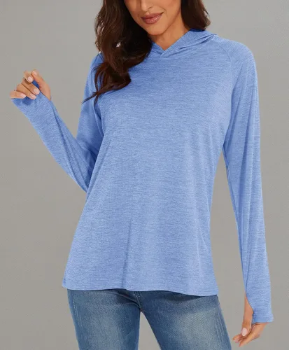 Vista 8 de MAGCOMSEN Camiseta de manga larga con protección solar UPF 50+ para mujer, de secado rápido, ligera, para senderismo y atletismo