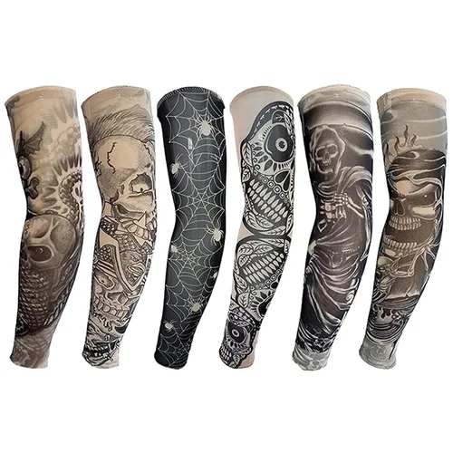 Vista 8 de Yariew, 6 Mangas de Tatúes Temporales, Conjunto de 6 Mangas de Tatúes de Arte Temporal, Falso, Despegable, Color 1, 1 Manga de tatuaje para mujer