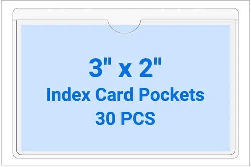 Vista 133 de 30 PCS Clear Self Adhesive Plastic Label Pockets, Top Loading Business & Library Index Card Holders, Peel and Stick Sleeves for Storage Bins, Totes