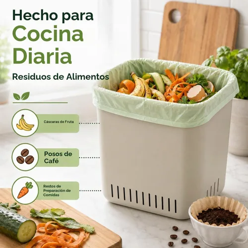 Vista 3 de 30 bolsas de basura compostables de 6 galones para residuos de alimentos