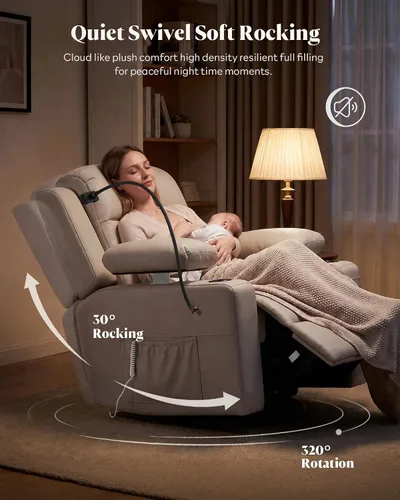 Vista 13 de Silla reclinable giratoria eléctrica con reposabrazos ajustables