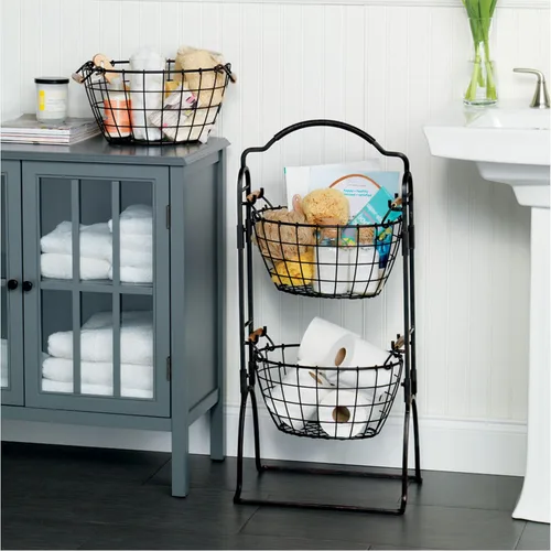 Vista 5 de Gourmet Basics by Mikasa Harbor, canastilla de alambre para productos con 3 niveles