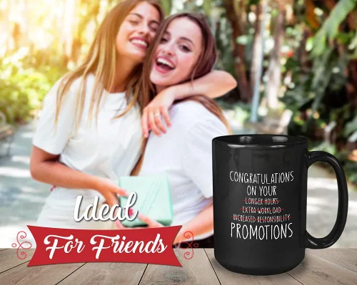 Vista 2 de Bubble Hugs Taza de café de promoción – Felicitaciones por tu promoción – Felicitaciones Buen comienzo trabajo oficina nuevo desafío principiante