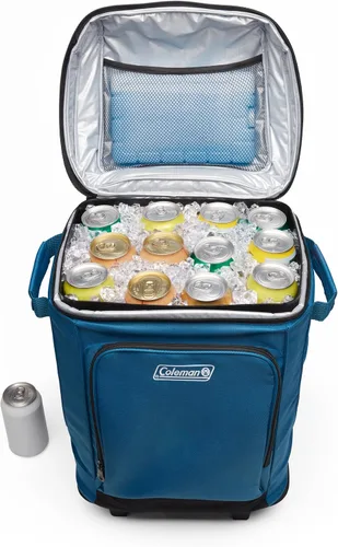 Vista 3 de Coleman 42-Can Soft Rolling Cooler with Wheels, Leak-Proof Portable Insulated Chiller with 12+ Hour Ice Retention, Made with Recycled