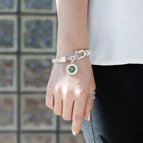 Vista 3 de Inspired Silver - Pulsera con dije de círculo de plata con joyas de circonita cúbica
