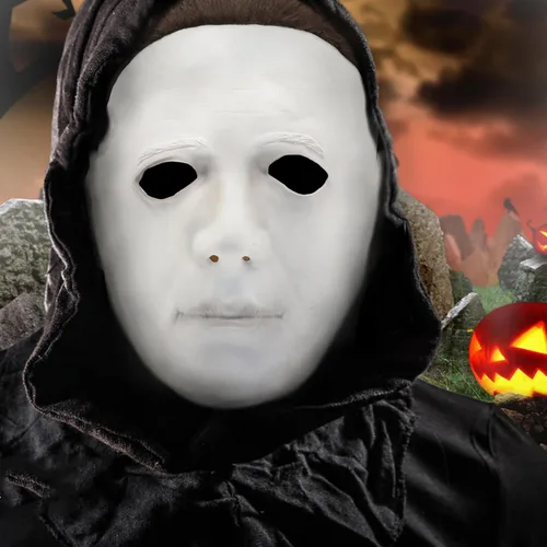 Vista 6 de Máscara de Michael Myers, máscara de Halloween para fiesta de disfraces, disfraz de Michael Myers