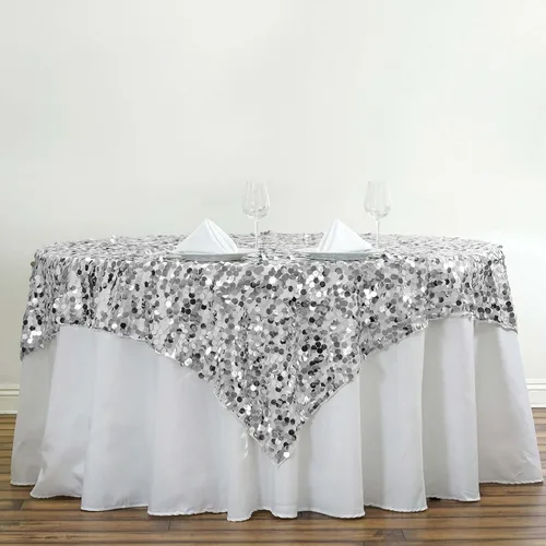 Vista 12 de Efavormart Manteles Superpuestos de Lentejuelas Payette Grandes Premium de 72 pulgadas para Decoraciones de Mesa de Bodas, Banquetes, Catering