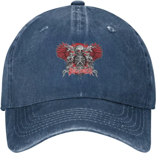 Vista 2 de Cowboy Hat Trendy Hats for Man and Women Djustable Four Season Outdoor Baseball Cap of Hell Skull with Angel Navy Blue