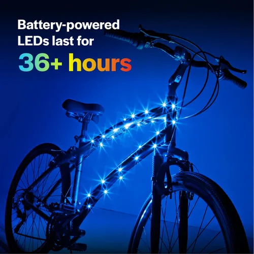 Vista 5 de Brightz CosmicBrightz - Cuerda de luz LED para marco de bicicleta, cuerda de 6.5 pies, funciona con pilas con interruptor de encendido/apagado, Azul
