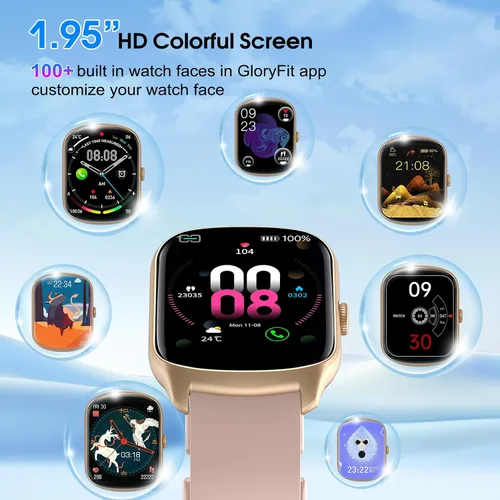 Vista 3 de Reloj inteligente para hombres y mujeres, reloj inteligente HD de 1.95 pulgadas (marcación/respuesta de llamadas), monitor de frecuencia