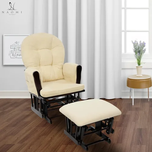 Vista 9 de Naomi Home - Juego de sillón deslizador y taburete, modelo "Brisbane", Espresso/Crema