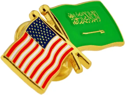 Vista 13 de PinMart Pin de solapa esmaltado con bandera de la amistad cruzada de Estados Unidos y el mundo