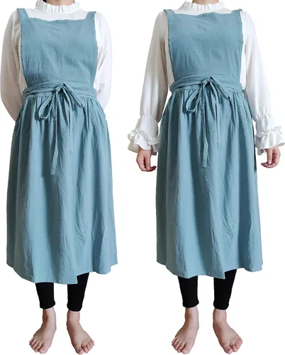 Vista 8 de Delantal vintage para mujer y niñas de jardinería con espalda cruzada y diseño de pinafore
