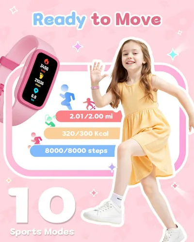 Vista 4 de Reloj de seguimiento de actividad para niños con pantalla Amoled, rastreador de actividad sin necesidad de teléfono, monitor de frecuencia cardíaca