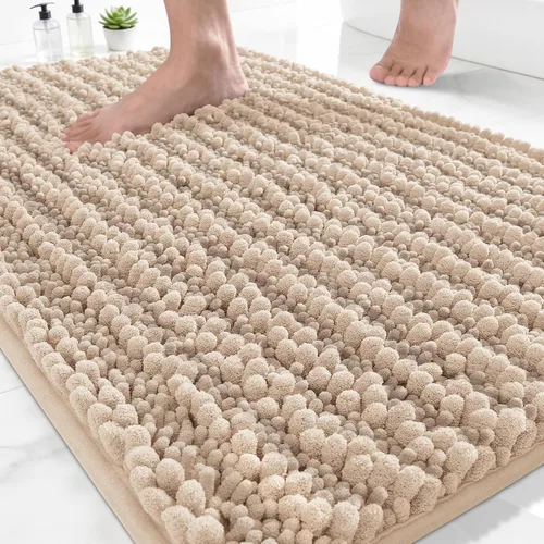 Vista 31 de Yimobra Alfombras de Baño Antideslizantes Lavables - Alfombra de Baño de Chenilla Ultra Suave Absorbente, Alfombra Peluda de Secado Rápido para Negro