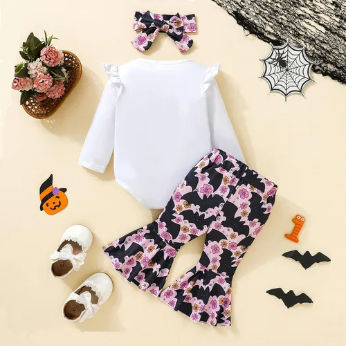 Vista 3 de My First Halloween - Conjunto de ropa de manga larga para bebé niña, mameluco de calabaza recién nacida
