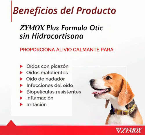 Vista 2 de Zymox Advanced Formula Otic Plus Solución enzimática para oídos para perros y gatos sin hidrocortisona, 1.25 oz