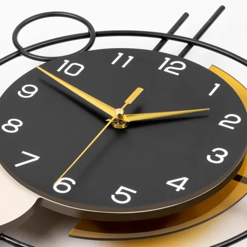 Vista 6 de Reloj de pared para decoración de sala de estar, reloj de pared decorativo con péndulo de cuarzo silencioso, funciona con pilas, reloj grande