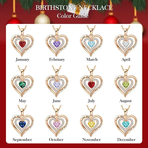 Vista 6 de REDBEE Necklaces for Women Birthstone Heart Necklace Jewelry for Wife Girlfriend Woman Necklace
