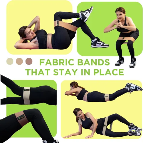 Vista 5 de Juego de bandas de resistencia multifuncionales – Bandas antideslizantes para piernas, glúteos, yoga, pilates, rehabilitación y entrenamientos