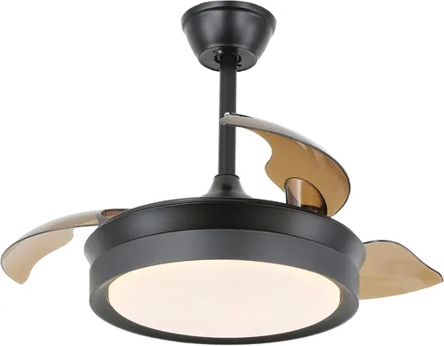 Vista 8 de Bella Depot Ventilador de techo retráctil con luces y control remoto con 3 cambios de color, opciones de temporización, silencioso y silencioso